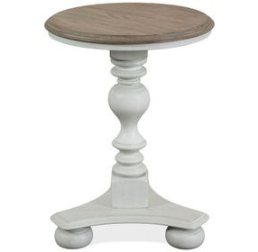 Jameson Pale Taupe and Antique Oak Round End Table