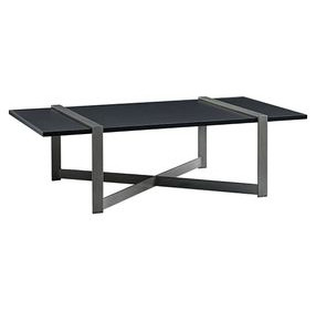 Del Mar Satin Black and Platinum Gray Rectangular Cocktail Table