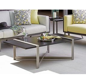 Del Mar Satin Black and Platinum Gray Rectangular Occassional Table Set