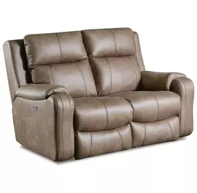 Contour Cocoa 60" Power Reclining Loveseat with Power Headrest and USB Charging