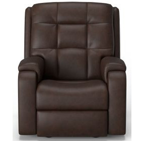 Arlo Brown Leather Rocker Power Recliner with Power Lumbar and USB Charging