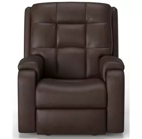 Arlo Brown Leather Rocker Power Recliner with Power Lumbar and USB Charging