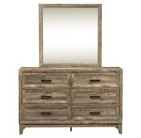Summit Crest Cobblestone 6 Drawer Dresser with Mirror