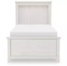 Ashton Bleached Linen Twin Panel Bed with LED