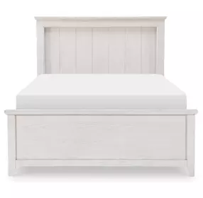 Ashton Bleached Linen Full Panel Bed with LED