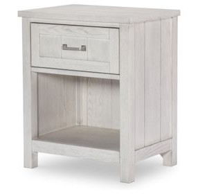 Preston Bleached Linen 1 Drawer Nightstand with USB Charging