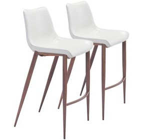 Magnus White And Walnut Bar Stool Set Of 2