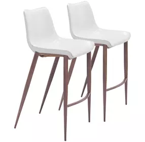 Magnus White And Walnut Bar Stool Set Of 2