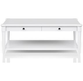 Wilmington White Wood Top Cocktail Table with Casters