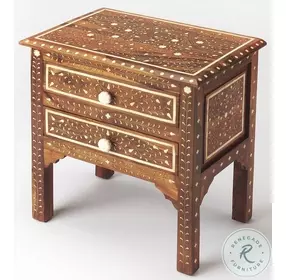 Bone Inlay Chevrier Wood 2 Drawer Accent Chest