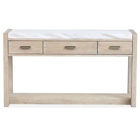 Northcrest Gallery Buff and Antique Silver Rectangular Marble Top Sofa Table