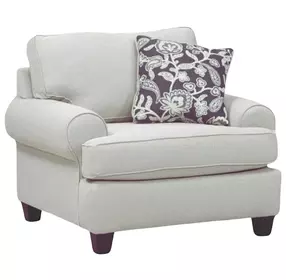 Awesome Oatmeal Beige Performance Fabric Upholstered Accent Chair with Pillow