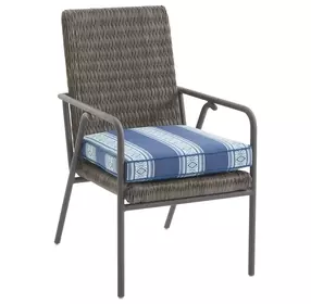 Cypress Point Ocean Terrace Blue and White Upholstered Outdoor Dining Chair