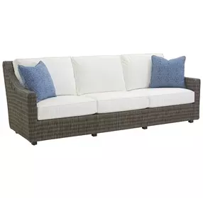 Cypress Point Ocean Terrace Beige Long Outdoor 95" Sofa with Pillows
