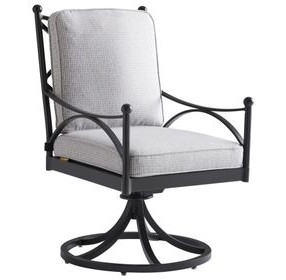 Pavlova Gray Upholstered Outdoor Swivel Rocker Dining Chair