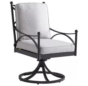 Pavlova Gray Upholstered Outdoor Swivel Rocker Dining Chair