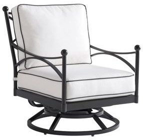 Pavlova Black and White Performance Fabric Upholstered Outdoor Swivel Lounge Chair