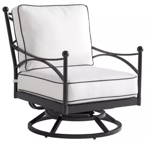 Pavlova Black and White Performance Fabric Upholstered Outdoor Swivel Lounge Chair