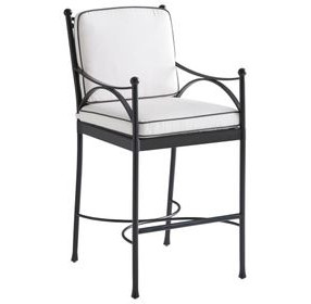 Pavlova White and Black Performance Fabric Outdoor Bar Stool