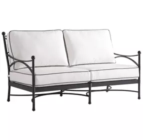 Pavlova Black and White Performance Fabric Outdoor 64" Loveseat