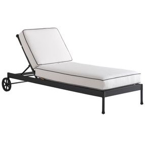 Pavlova Black and White Performance Fabric 77" Outdoor Chaise Lounge