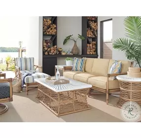 Key Largo Soft Sray And Natural Teak Outdoor Rectangular Occasional Table Set