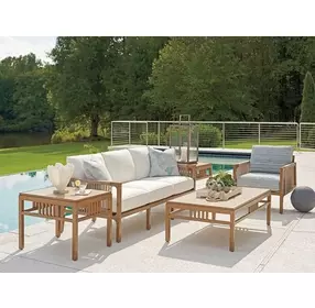 St Tropez White and Blue Upholstered Outdoor Conversation Set