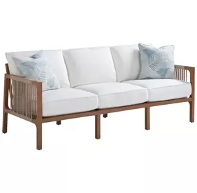 St Tropez White Outdoor 77" Sofa with Pillows