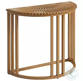 St Tropez Golden Brown Teak Outdoor Demilune End Table