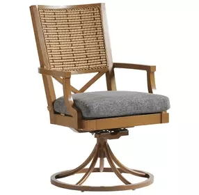 Los Altos Valley View Gray Upholstered Outdoor Swivel Rocker Dining Chair