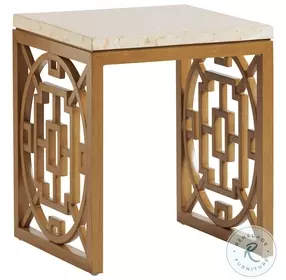 Los Altos Valley View Natural Mactan Stone And Rich Aged Patina Outdoor Rectangular End Table