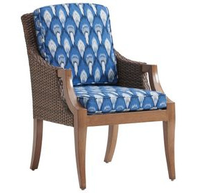 Harbor Isle Blue and White Upholstered Outdoor Arm Chair