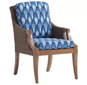 Harbor Isle Blue and White Upholstered Outdoor Arm Chair