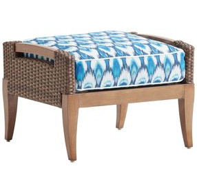 Harbor Isle White and Blue Upholstered Rectangular Outdoor Ottoman
