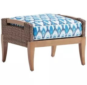 Harbor Isle White and Blue Upholstered Rectangular Outdoor Ottoman