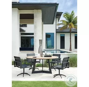 South Beach Dark Graphite Outdoor Round Dining Table Set