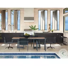 South Beach Dark Graphite Outdoor Rectangular Dining Table Set