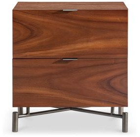 Brasea Lume and Tungsten 2 Drawer Small Nightstand with USB Charging