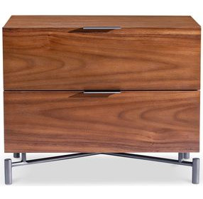 Brasea Lume and Tungsten 2 Drawer Large Nightstand with USB Charging