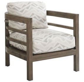 La Jolla Brown and White Performance Fabric Outdoor Lounge Chair