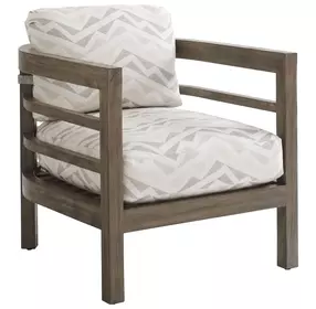 La Jolla Brown and White Performance Fabric Outdoor Lounge Chair