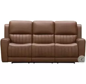 Pierce Homerun Cinnamon Leather 87" Zero Gravity Power Reclining Sofa with Power Lumbar and USB Charging