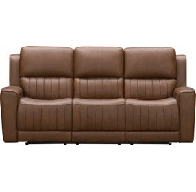 Pierce Homerun Cinnamon Leather 87" Zero Gravity Power Reclining Sofa with Power Lumbar and USB Charging