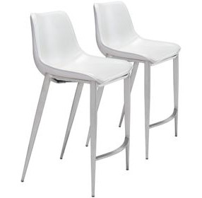 Magnus White And Brushed Stainless Steel Counter Chair Set Of 2