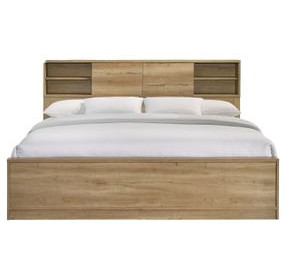 Vega Natural Oak Melamine King Bookcase Bed