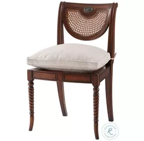 Lady Emily's Favourite Walnut And Antique Rattan Short Back Side Chair