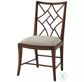A Delicate Trellis Draper Performance Fabric Cross Back Side Chair
