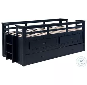 Carlsbad Navy Blue Twin Captains Bed with Trundle
