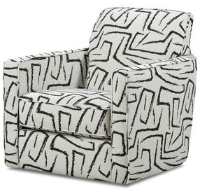 Ripple Midnight Black and Off White Performance Fabric Swivel Glider Chair