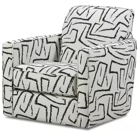 Ripple Midnight Black and Off White Performance Fabric Upholstered Swivel Glider Accent Chair
